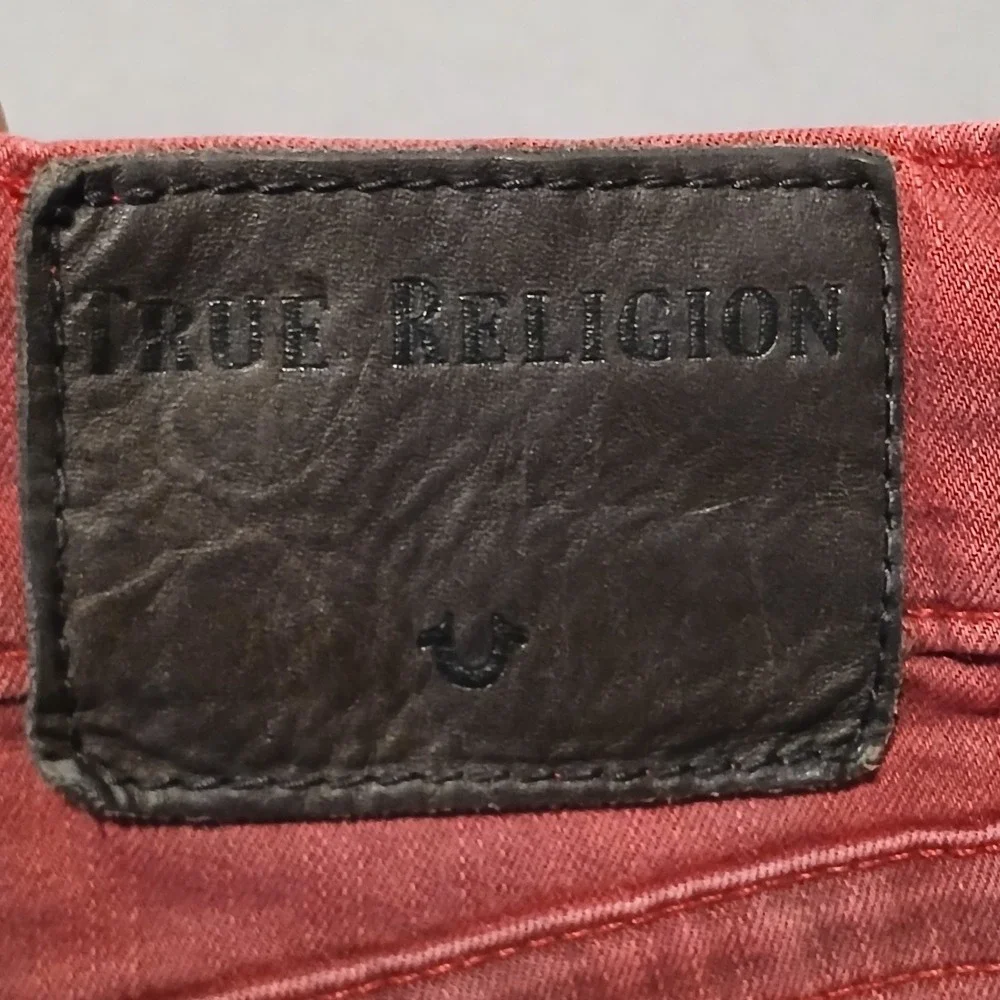 True Religion Red Vintage Rocco Mens Relaxed Skinny Jeans Size 30‎